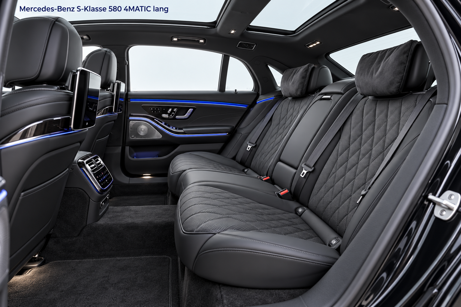 Mercedes-Benz S-Klasse 580 4MATIC lang – Fond mit elektrisch einstellbaren Sitzen und Panoramadach