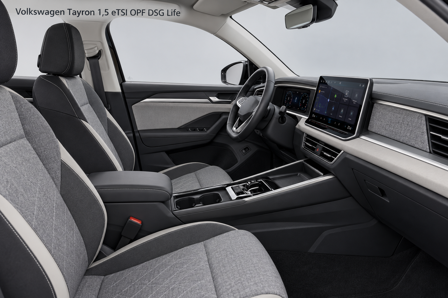 Volkswagen Tayron 1,5 eTSI OPF DSG Life – Innenraum mit Linkslenker-Cockpit und Modellbezeichnung